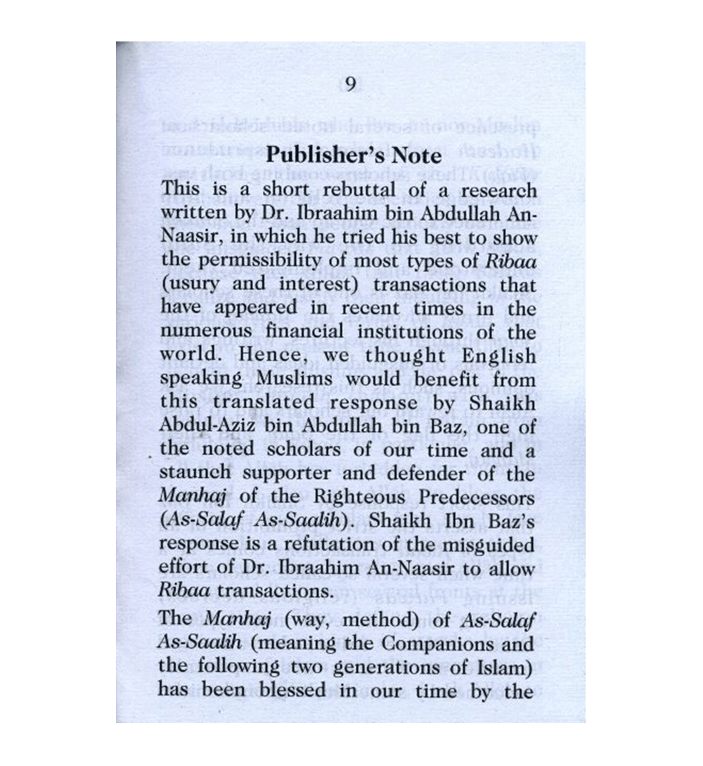 An Important Warning Against Ribaa