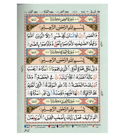 Colour Coded Quran with Colour Coded Manzils Large Size (Persian/Urdu script)