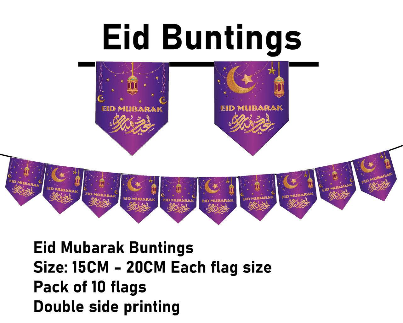 Eid Mubarak Celebrations Purple Buntings flags