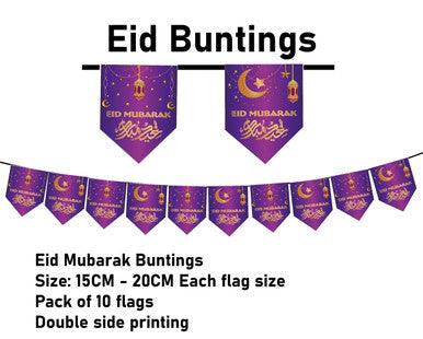 Eid Mubarak Celebrations Purple Buntings flags Decorations