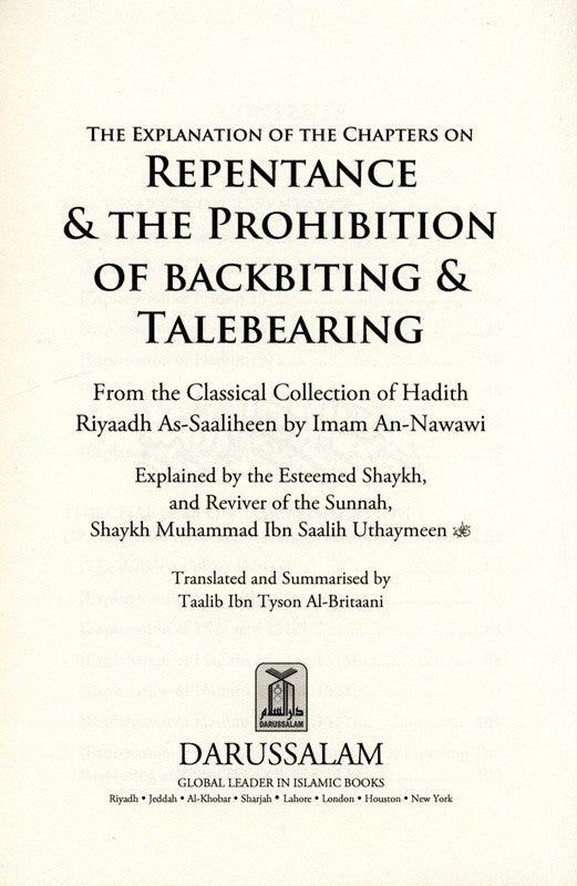 Explanation of Riyad-us-Saliheen,Repentance & The prohibition of backbiting & TaleBearing