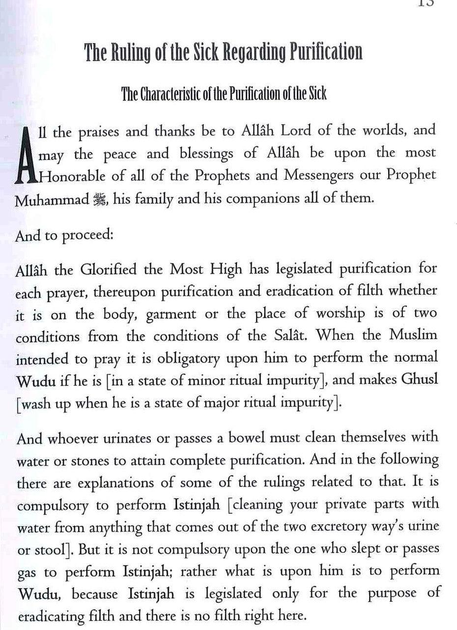 Rulings of the Sick Muslim Regarding Purification, Prayer & Fast