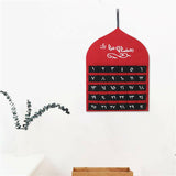 Eid Ramadan Mubarak Felt Hanging Countdown Muslim 2022 Kids Gift-Red Dome with Arabic Counting