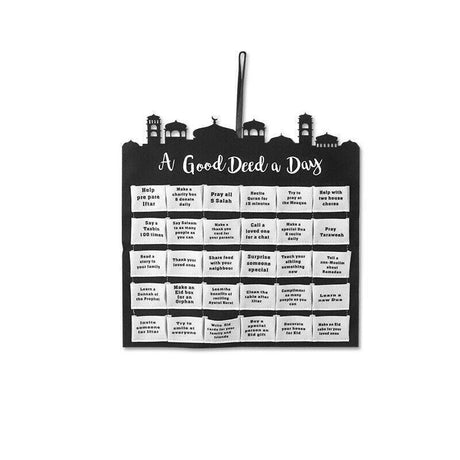 Eid Ramadan Mubarak Felt Hanging Countdown Muslim 2022 Kids Gift-Good Deeds With Pockets (24212)