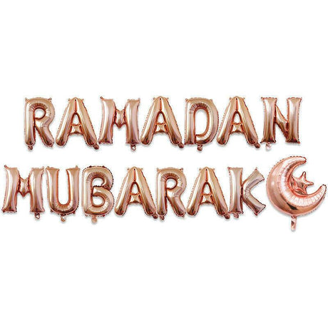 Ramadan Mubarak Letter Foil Balloon- Rose Gold (25001)