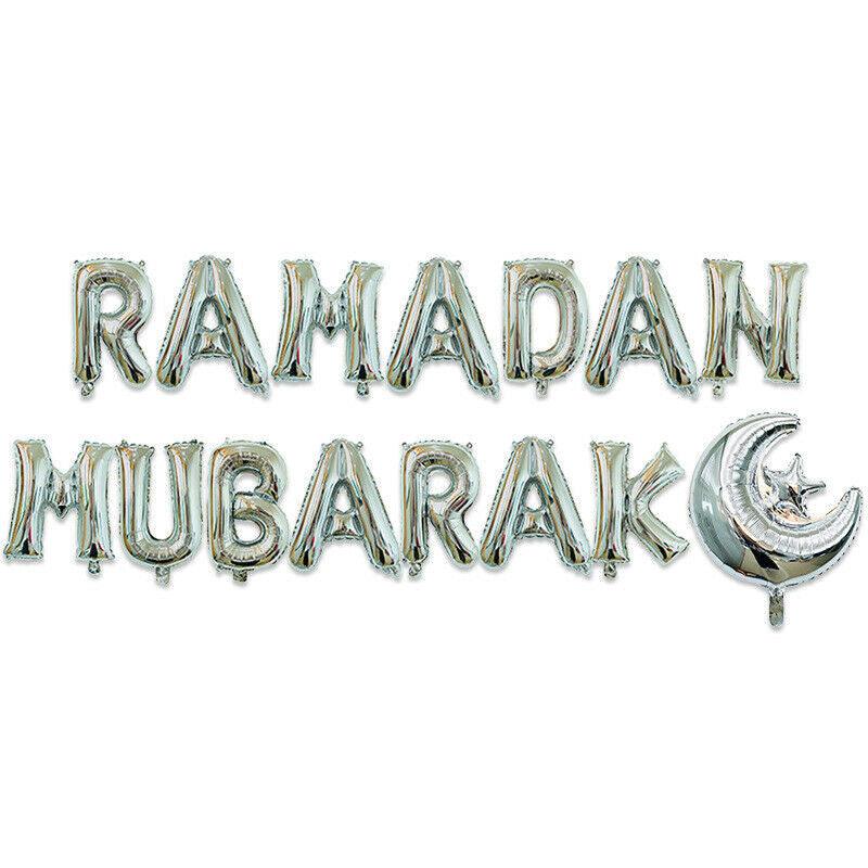 Ramadan Mubarak Letter Foil Balloon- Silver