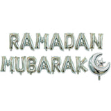Ramadan Mubarak Letter Foil Balloon- Silver