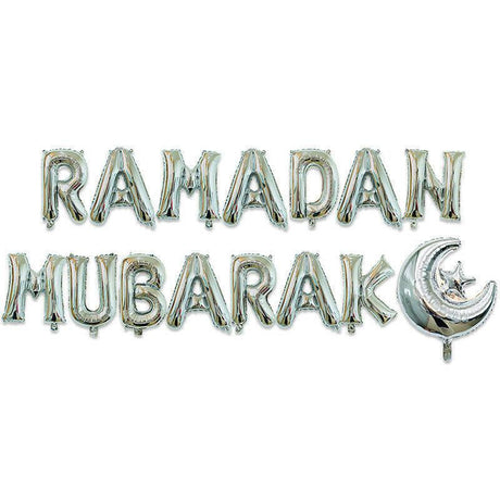 Ramadan Mubarak Letter Foil Balloon- Silver