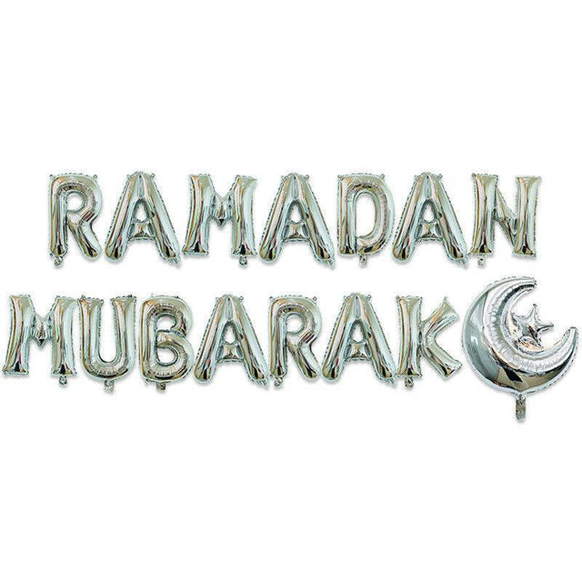Ramadan Mubarak Letter Foil Balloon- Silver