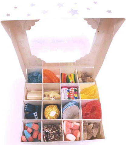 White Sweets Box Silver Star Pick and Mix 16 Selection of Halal Sweet Zone Jelly (21408)