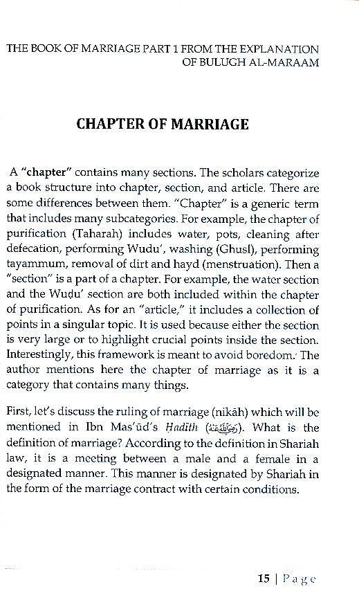THE BOOK OF MARRIAGE: FROM THE EXPLANATION OF BULUGH AL-MARAAM PART 1