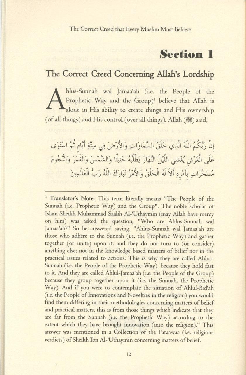 The Correct Creed That Every Muslim Must Believe