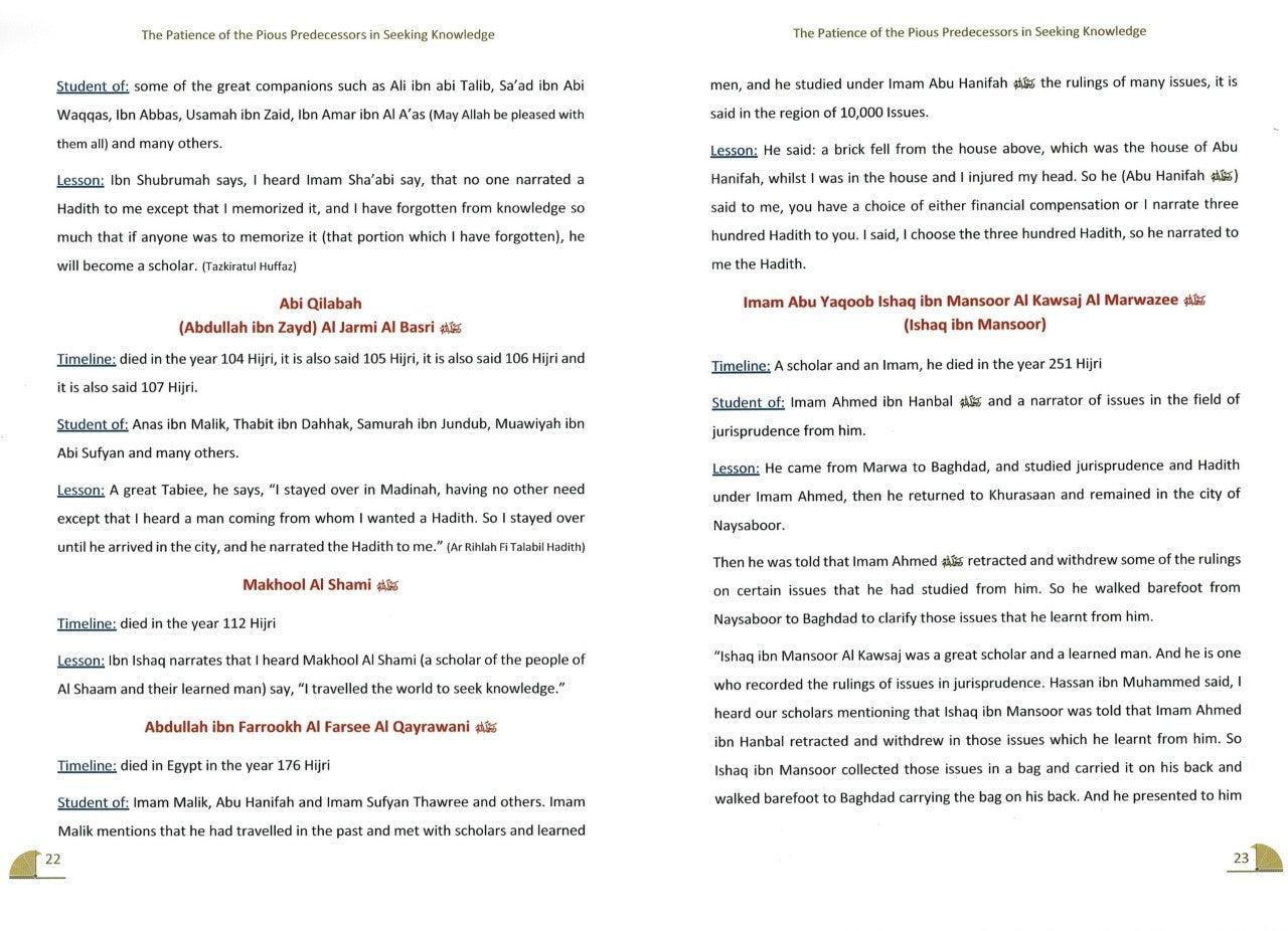 The Patience of The Pious Predecessors In Seeking Knowledge