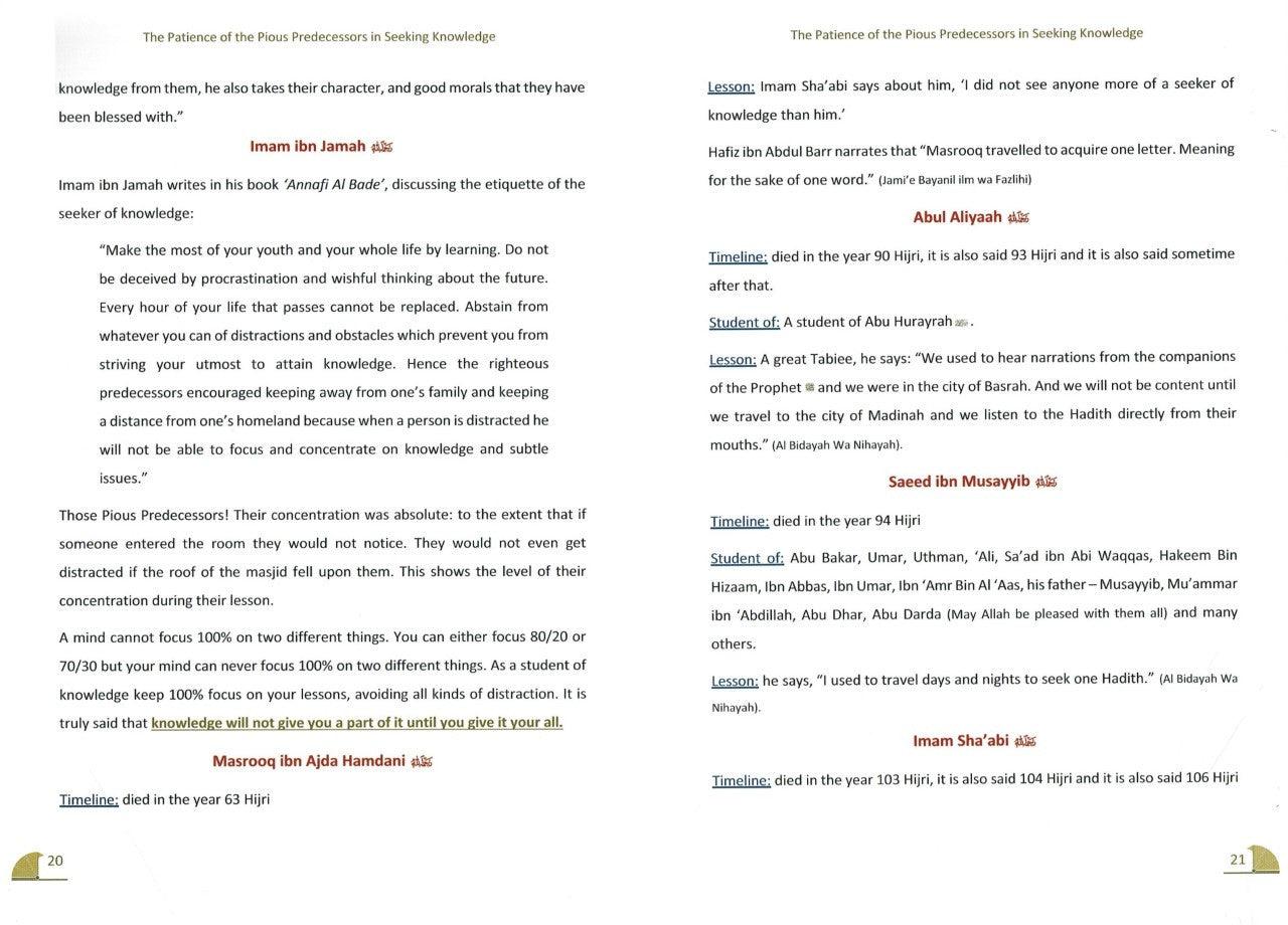 The Patience of The Pious Predecessors In Seeking Knowledge