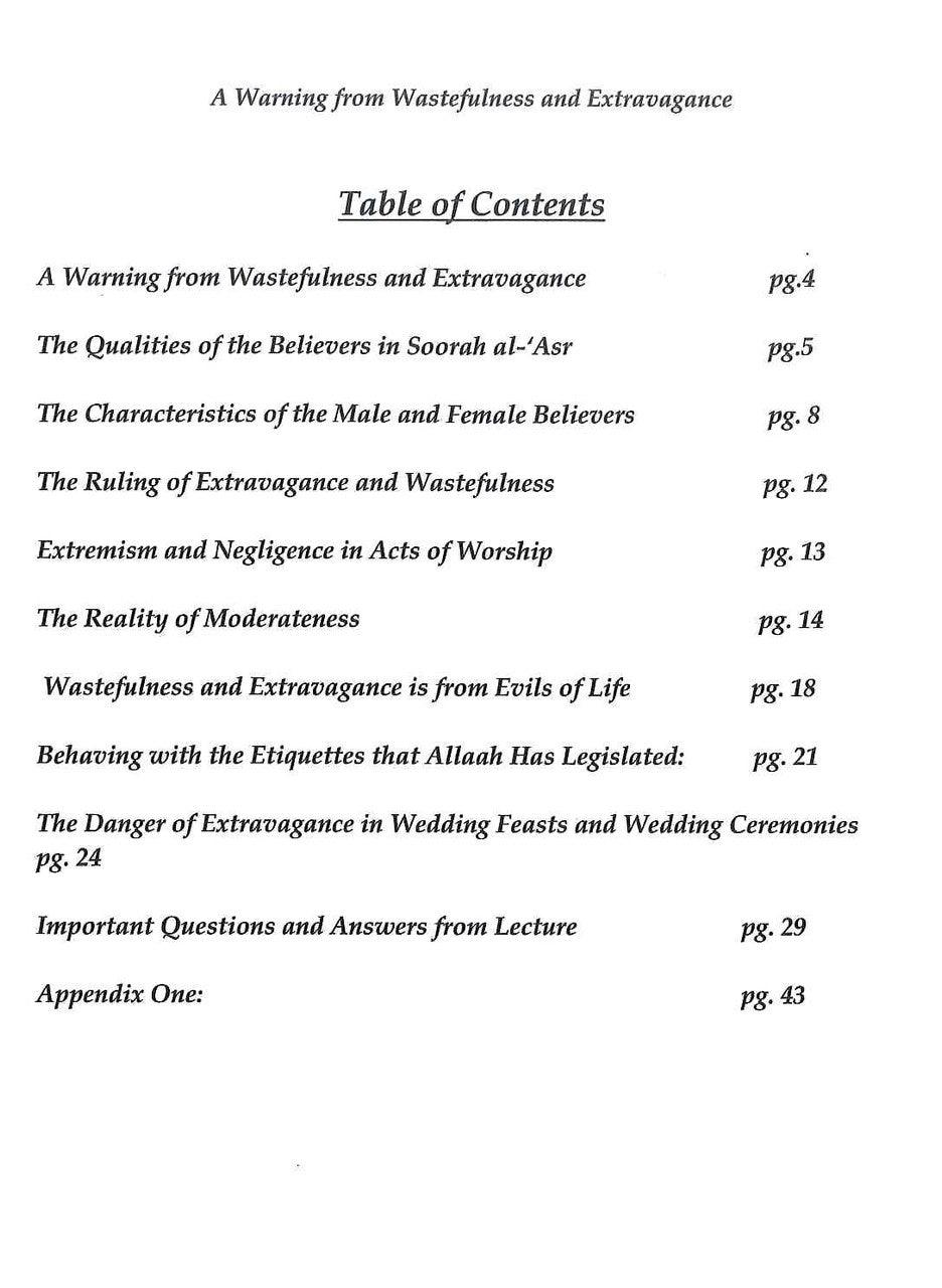 A Warning From Wastefulness & Extravagance